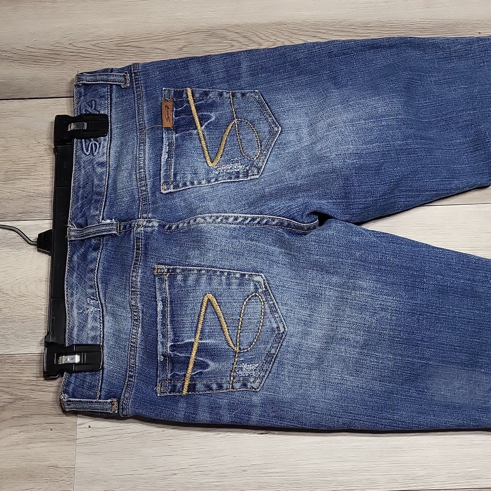 Seven7 Womens 29 Skinny Jeans Medium Wash Distressed Denim Blue Cotton Casual‎ - Picture 7 of 8